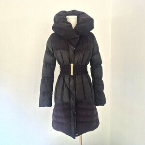 Marciano black belted puffer coat, S